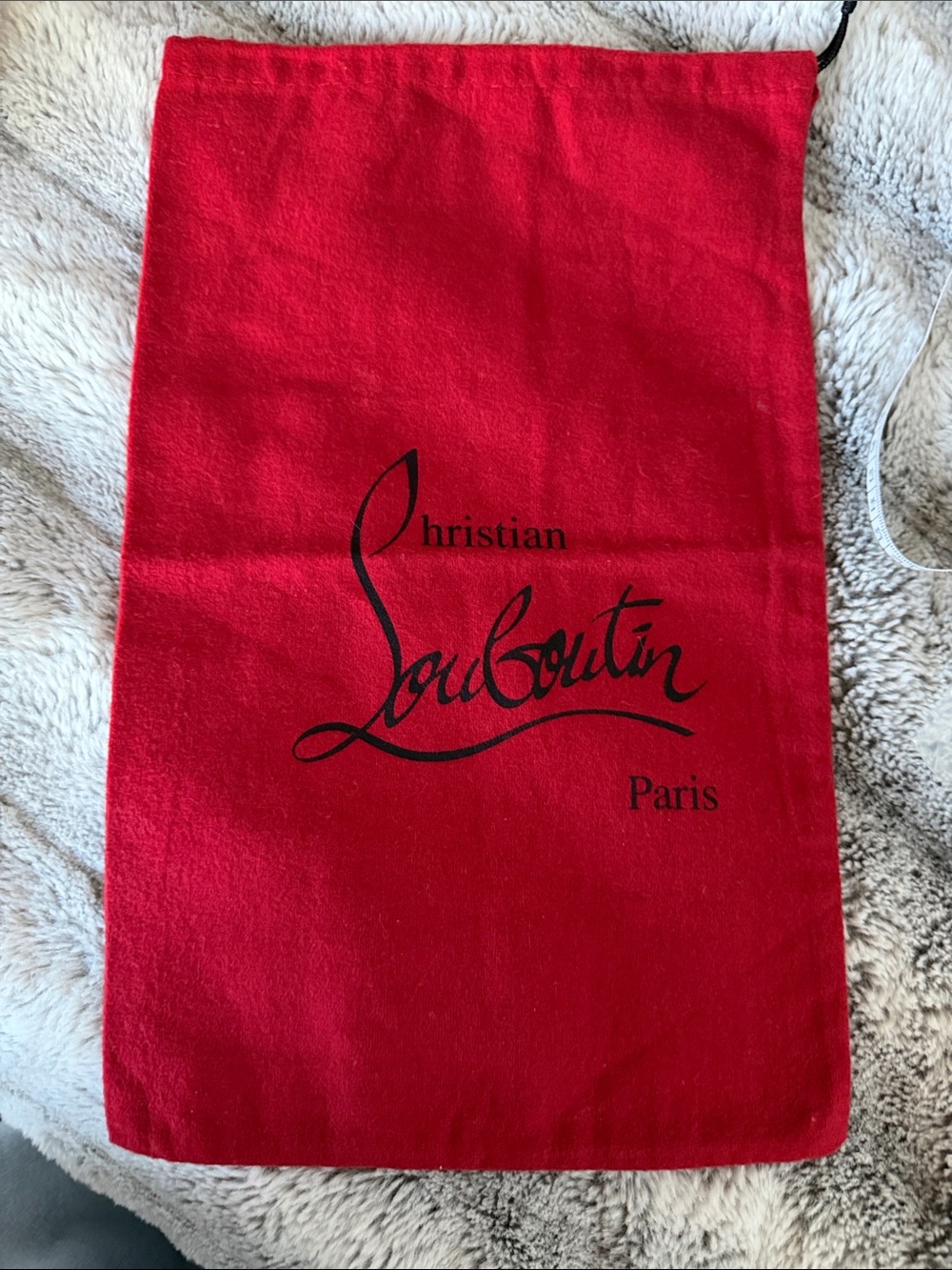 Christian Louboutin Red Drawstring Dust Bag with Black Logo